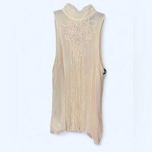 🌼 BEBe Vintage Cream High-Neck Blouse (Size S)